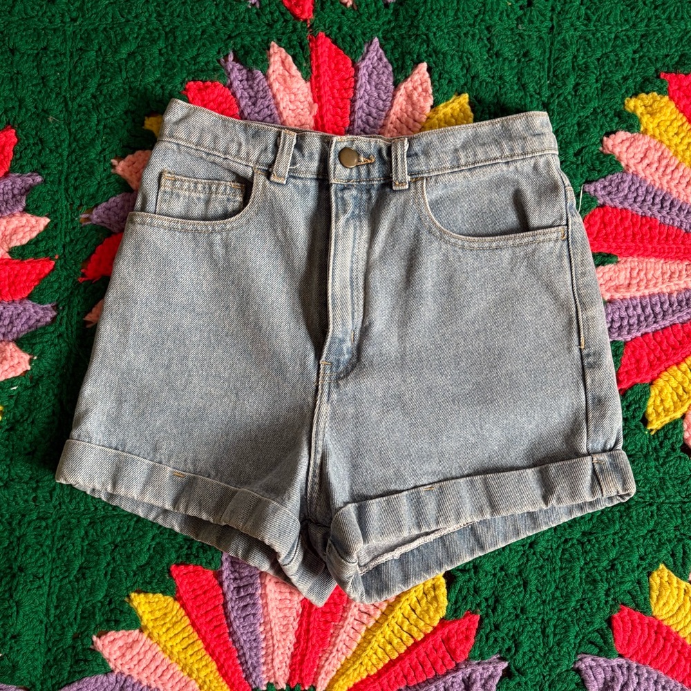 American Apparel High Waisted Jean Shorts Size 27